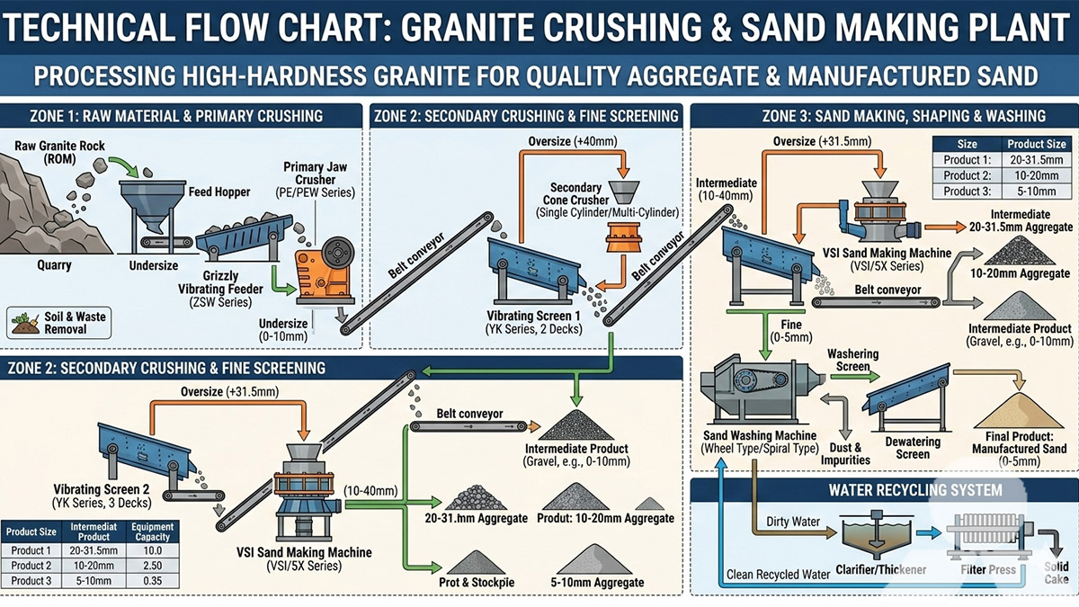 Technical Flow Chart of Granite Crushing & Sand Plant