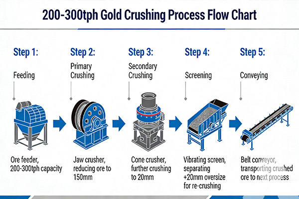 Flow Chart of Gold Ore Crushing and Screening Process