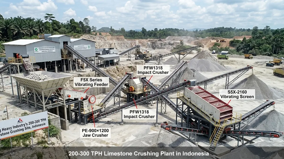 200-300 TPH Limestone Crushing Site in Indonesia