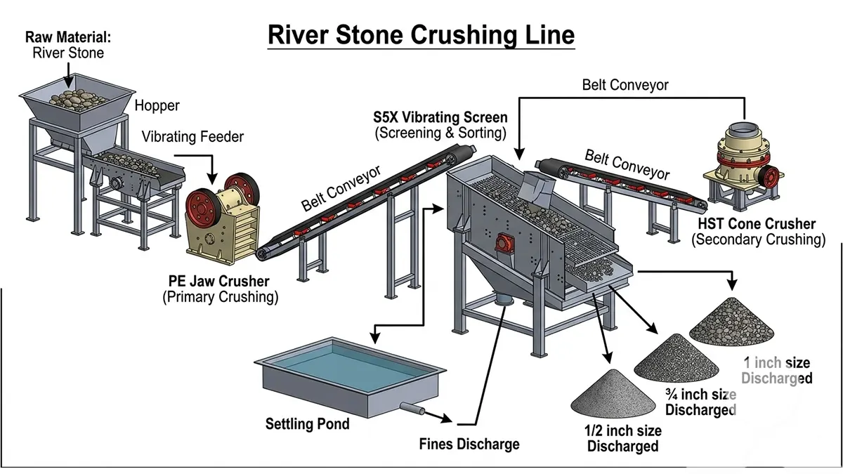 Technical Flow Chart of River Stone Crushing Line
