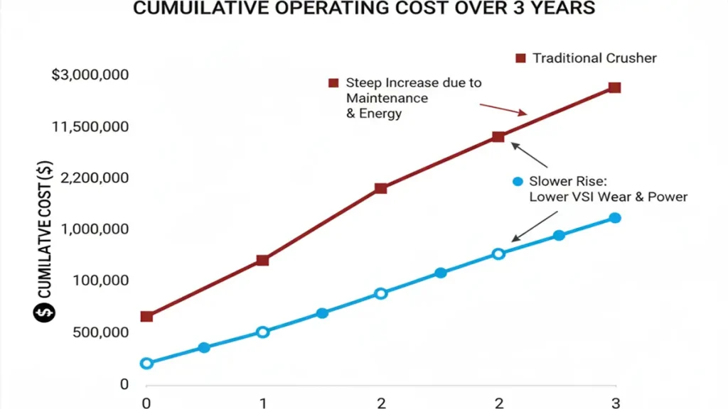 Long-term comparison of investment cost with the new type sand crusher graph