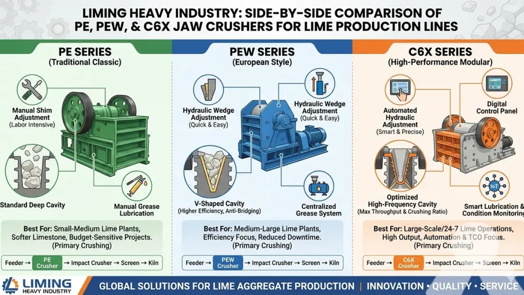 Comparison of types of production line jaw crusher for lime