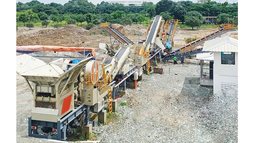 NK300HS Mobile Cone Crusher and Screening Plant producing high-quality aggregates