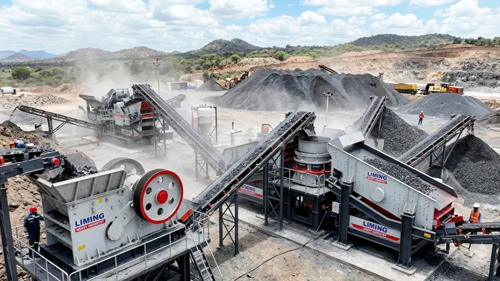 Advanced crushing and screening equipment processing raw Ta-Nb ore at a Liming Heavy Industry project site.